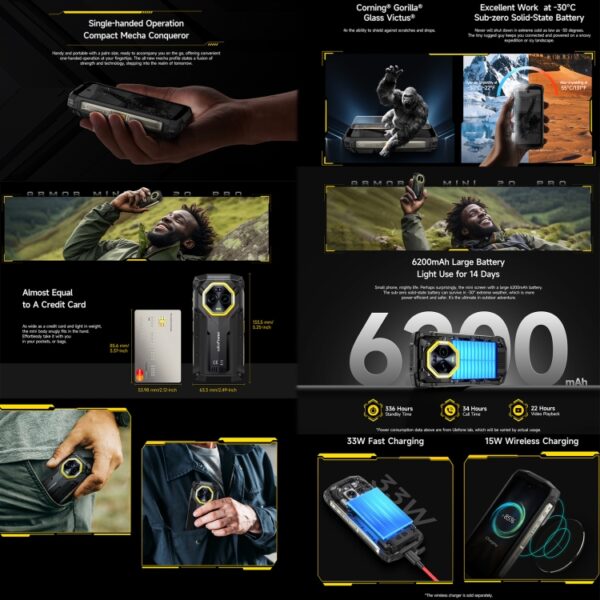 ULEFONE ARMOR MINI 20 PRO - 5G RUGGED SMARTPHONE - 16GB+256GB - NIGHT VISION - 6200MAH - ANDROID 14 - BLACK - Image 4