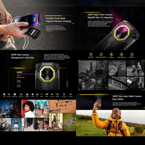 ULEFONE ARMOR MINI 20 PRO - 5G RUGGED SMARTPHONE - 16GB+256GB - NIGHT VISION - 6200MAH - ANDROID 14 - BLACK - Image 5