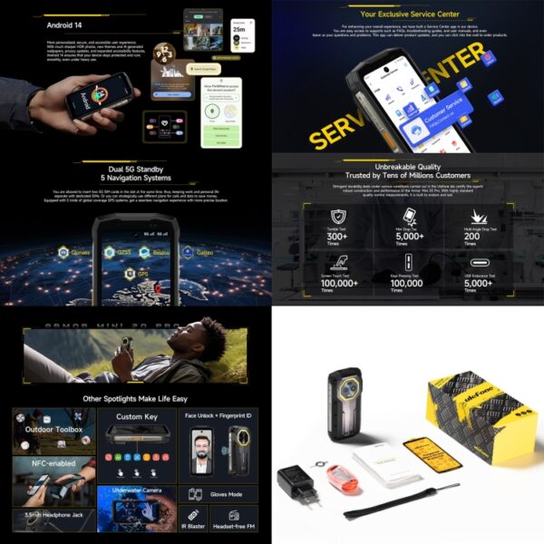 ULEFONE ARMOR MINI 20 PRO - 5G RUGGED SMARTPHONE - 16GB+256GB - NIGHT VISION - 6200MAH - ANDROID 14 - BLACK - Image 7