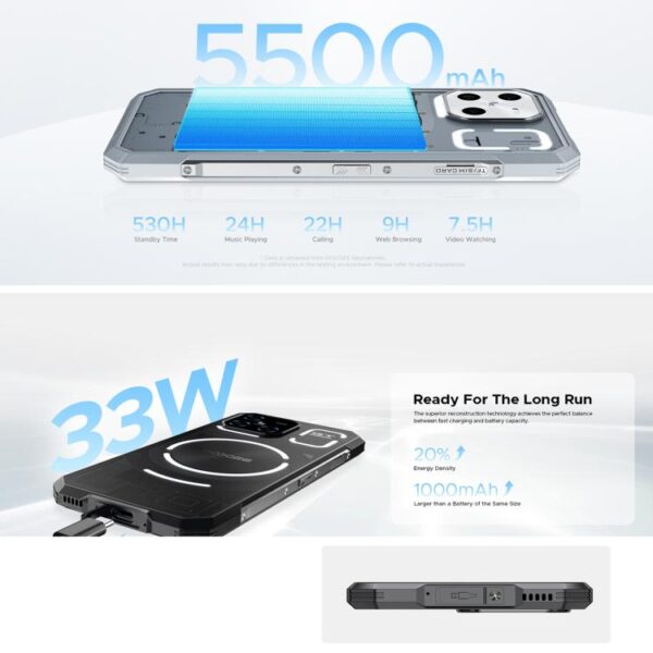 DOOGEE BLADE GT ULTRA - 5G RUGGED SMARTPHONE - 32GB+512GB - 6.72 INCH - DIMENSITY 7300 - LED LIGHT EFFECTS - ANDROID 14 - SILVER - Image 18