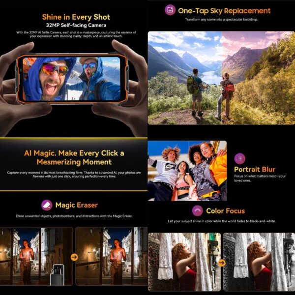 BLACKVIEW BL7000 – 5G RUGGED SMARTPHONE – 12GB+256GB – DIMENSITY 6300 - 7500 MAH BATTERY - EMBEDDED AI – 6.78 SCREEN – ANDROID 15 – ORANGE - Image 18