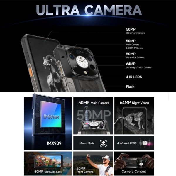 ULEFONE ARMOR 28 PRO - 5G RUGGED SMARTPHONE - 32GB+512GB - DIMENSITY 7300 - NIGHT VISION - ANDROID 15 - BLACK - Image 10