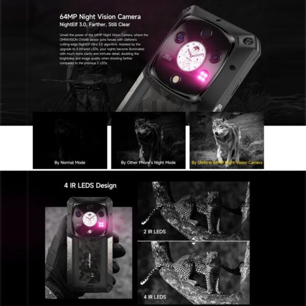 ULEFONE ARMOR 28 PRO - 5G RUGGED SMARTPHONE - 32GB+512GB - DIMENSITY 7300 - NIGHT VISION - ANDROID 15 - BLACK - Image 13