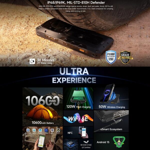 ULEFONE ARMOR 28 PRO - 5G RUGGED SMARTPHONE - 32GB+512GB - DIMENSITY 7300 - NIGHT VISION - ANDROID 15 - BLACK - Image 19