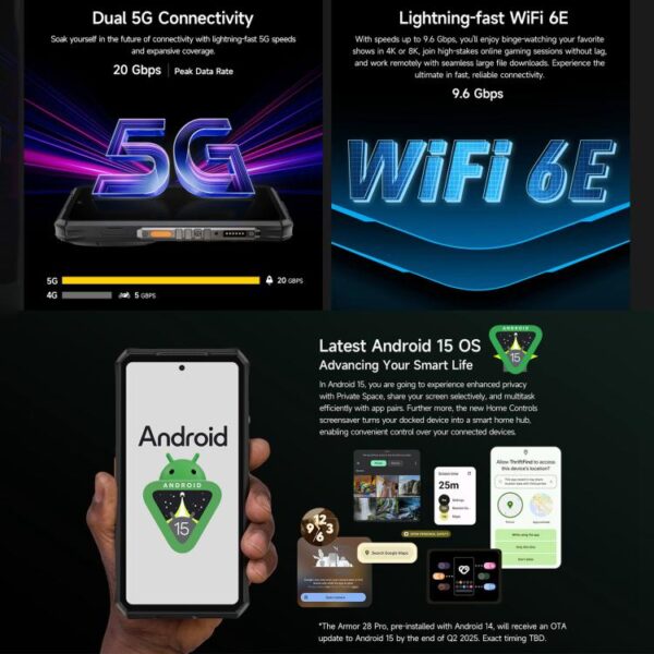 ULEFONE ARMOR 28 PRO - 5G RUGGED SMARTPHONE - 32GB+512GB - DIMENSITY 7300 - NIGHT VISION - ANDROID 15 - BLACK - Image 23
