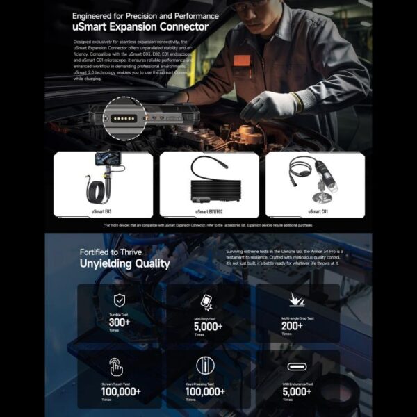 ULEFONE ARMOR 34 PRO - PROJECTOR – 5G RUGGED SMARTPHONE – 32GB+512GB – DIMENSITY 7300 – NIGHT VISION – ANDROID 15 – BLACK - Image 25