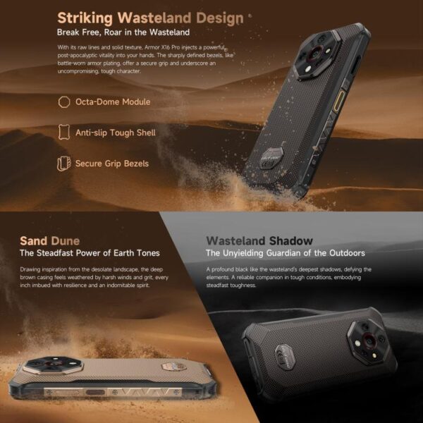 ULEFONE ARMOR X16 PRO - 5G RUGGED SMARTPHONE - 16GB+256GB - DIMENSITY 6300 - NIGHT VISION - 10360MAH BATTERY - ANDROID 15 - GOLD - Image 5