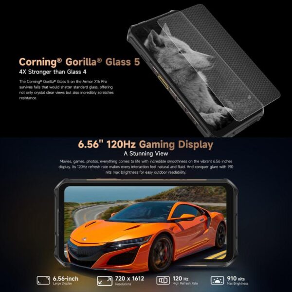 ULEFONE ARMOR X16 PRO - 5G RUGGED SMARTPHONE - 16GB+256GB - DIMENSITY 6300 - NIGHT VISION - 10360MAH BATTERY - ANDROID 15 - GOLD - Image 10