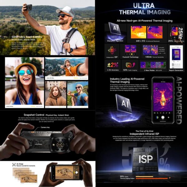 ULEFONE ARMOR 28 ULTRA THERMAL - 5G RUGGED SMARTPHONE - 32GB+1TB - THERMAL CAMERA - DIMENSITY 9300 - 6.67" AMOLED SCREEN - ANDROID 14 - BLACK - Image 8