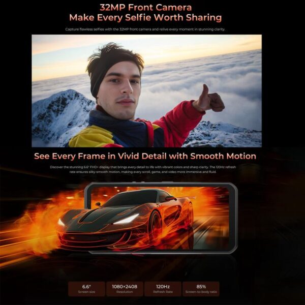 OUKITEL WP55 PRO - 5G RUGGED SMARTPHONE - 32GB+512GB - DIMENSITY 7025 - 108MP CAMERA - 6.6 SCREEN - ANDROID 15 - ORANGE - Image 10