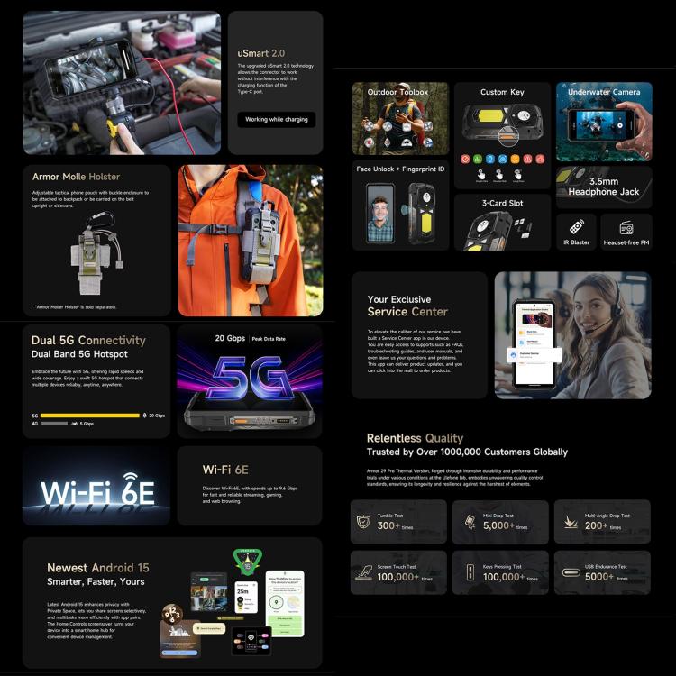 ULEFONE ARMOR 29 PRO THERMAL – 5G RUGGED SMARTPHONE – 32GB+512GB – DIMENSITY 7400 – 21200 MAH BATTERY - NIGHT VISION – ANDROID 15 – BLACK - Image 19