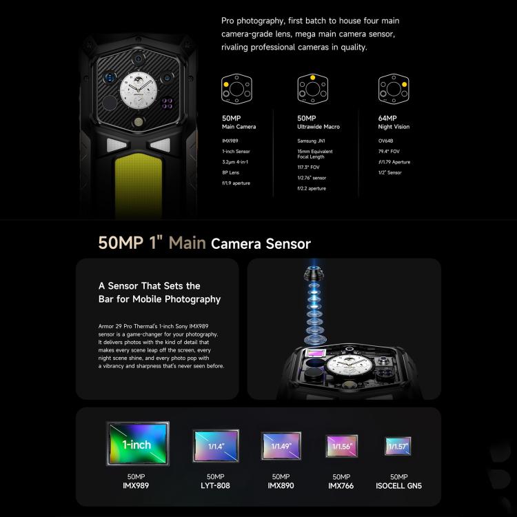 ULEFONE ARMOR 29 PRO THERMAL – 5G RUGGED SMARTPHONE – 32GB+512GB – DIMENSITY 7400 – 21200 MAH BATTERY - NIGHT VISION – ANDROID 15 – BLACK - Image 6