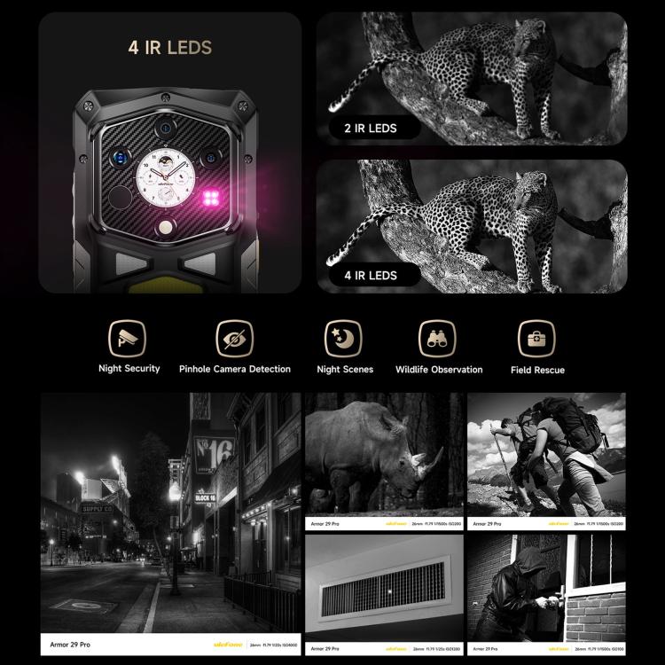 ULEFONE ARMOR 29 PRO THERMAL – 5G RUGGED SMARTPHONE – 32GB+512GB – DIMENSITY 7400 – 21200 MAH BATTERY - NIGHT VISION – ANDROID 15 – BLACK - Image 9