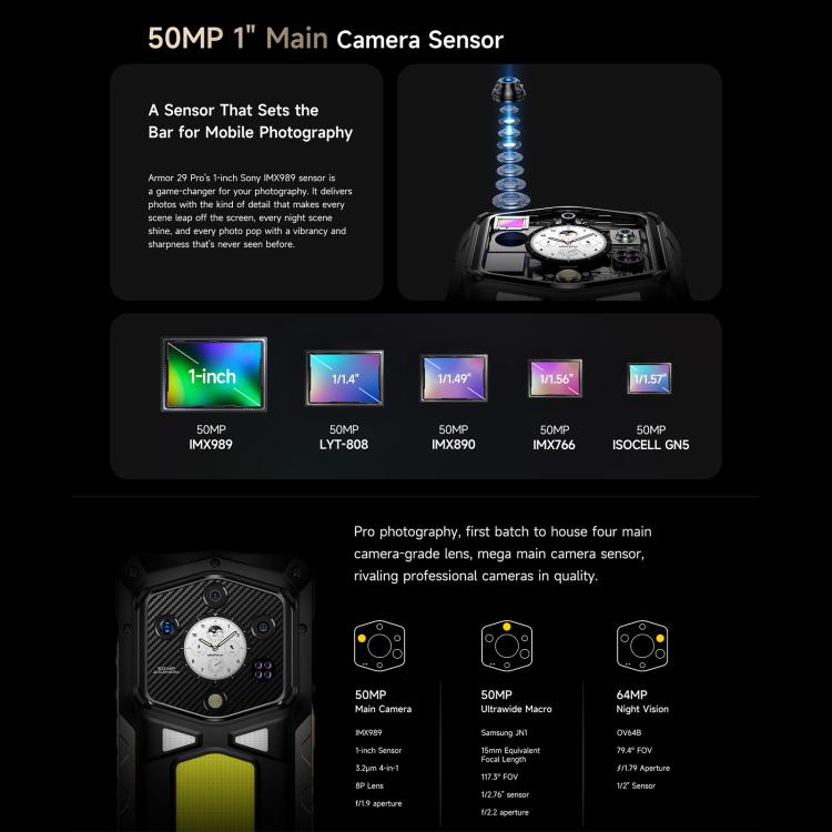 ULEFONE ARMOR 29 PRO – 5G RUGGED SMARTPHONE – 32GB+512GB – DIMENSITY 7400 – 21200 MAH BATTERY - NIGHT VISION – ANDROID 15 – BLACK - Image 6