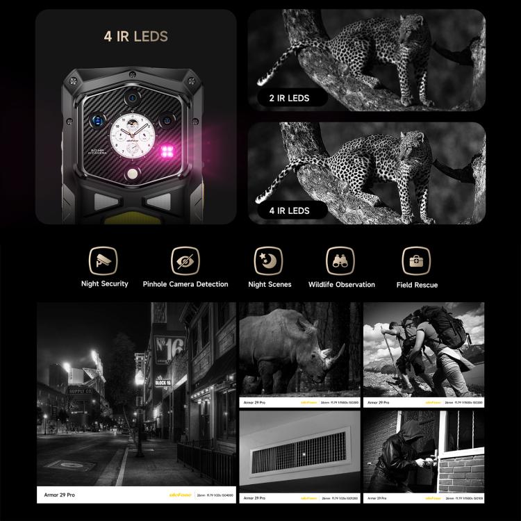 ULEFONE ARMOR 29 PRO – 5G RUGGED SMARTPHONE – 32GB+512GB – DIMENSITY 7400 – 21200 MAH BATTERY - NIGHT VISION – ANDROID 15 – BLACK - Image 9