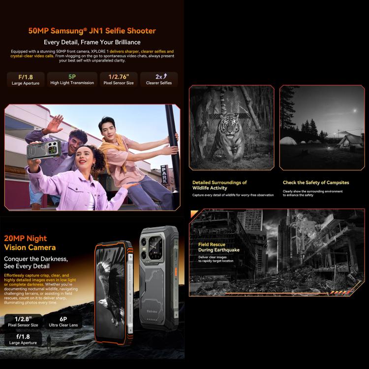 BLACKVIEW XPLORE 1 - 5G RUGGED SMARTPHONE - 48GB+512GB - DIMENSITY 7050 - 6.78 DISPLAY - 20000MAH BATTERY - ANDROID 15 - ORANGE - Image 19