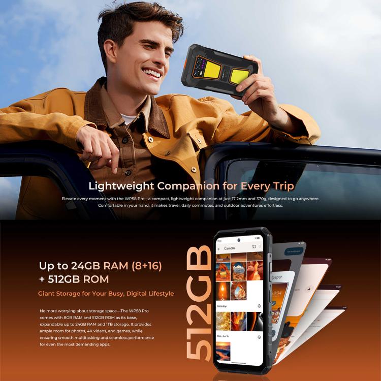 OUKITEL WP58 PRO - 5G RUGGED SMARTPHONE - 24GB+512GB - 10000MAH BATTERY - NIGHT VISION - ANDROID 15 - GREEN - Image 8