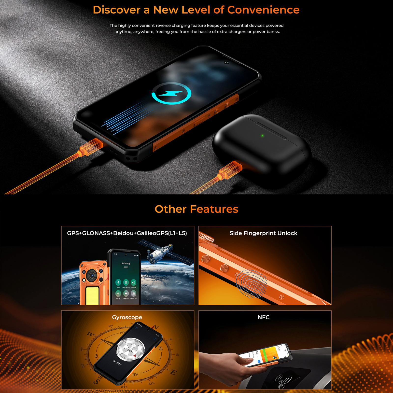 OUKITEL WP500 - 5G RUGGED PHONE - DIMENSITY 8300 - 32GB+1TB - 108MP CAMERA - NIGHT VISION - FINGERPRINT ID - 6.78 SCREEN - ANDROID 16 - ORANGE - Image 14