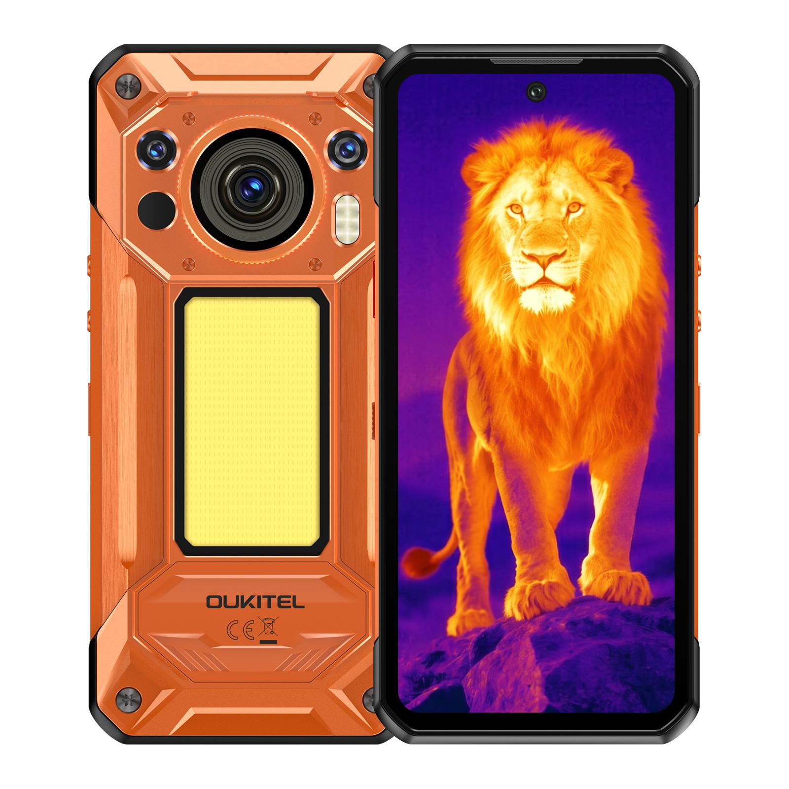 OUKITEL WP500 ULTRA -THERMAL IMAGING - 5G RUGGED PHONE - DIMENSITY 8300 - 32GB+1TB - 108MP CAMERA - NIGHT VISION - FINGERPRINT ID - 6.78 SCREEN - ANDROID 16 - ORANGE