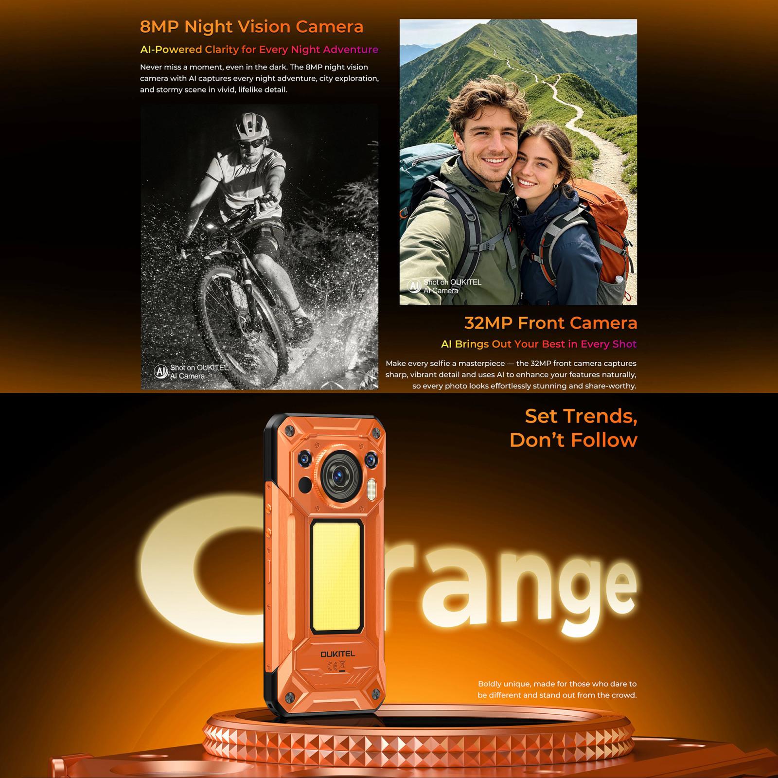 OUKITEL WP500 ULTRA -THERMAL IMAGING - 5G RUGGED PHONE - DIMENSITY 8300 - 32GB+1TB - 108MP CAMERA - NIGHT VISION - FINGERPRINT ID - 6.78 SCREEN - ANDROID 16 - ORANGE - Image 12